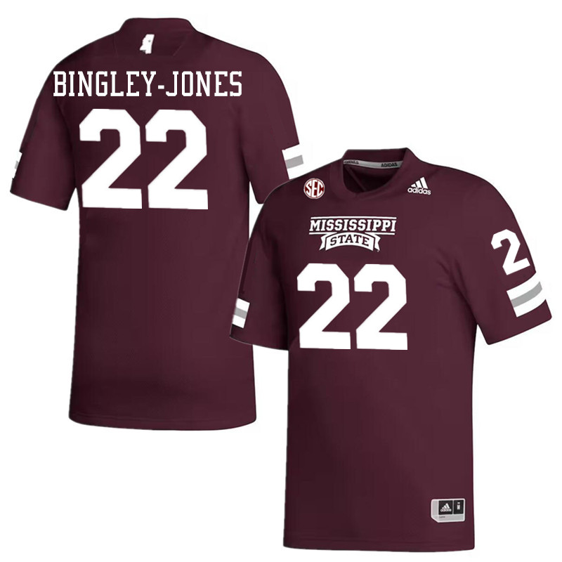 Men #22 Kedrick Bingley-Jones Mississippi State Bulldogs College Football Jerseys Stitched-Maroon